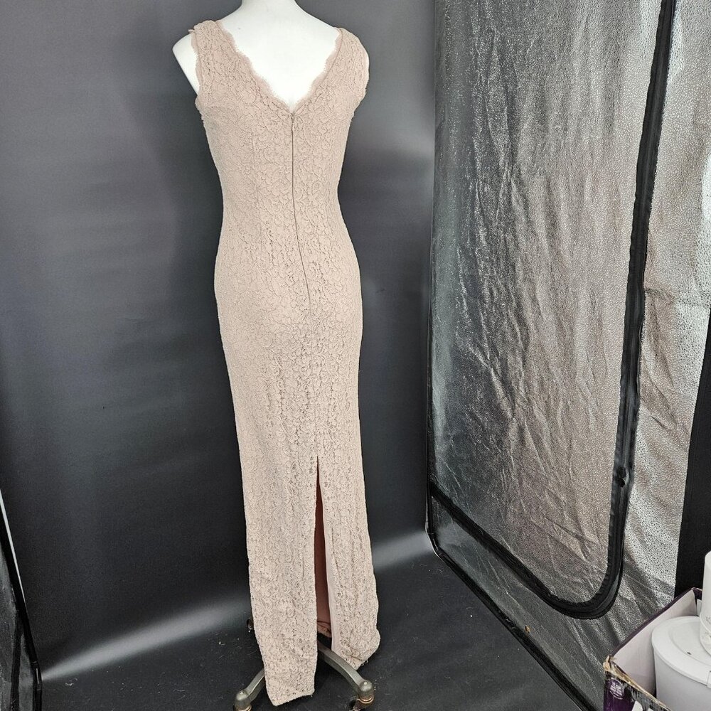 Adrianna Papell Dress Formal Gown 2 Pink Champagne Lace Sleeveless Sheath Maxi - Picture 7 of 16